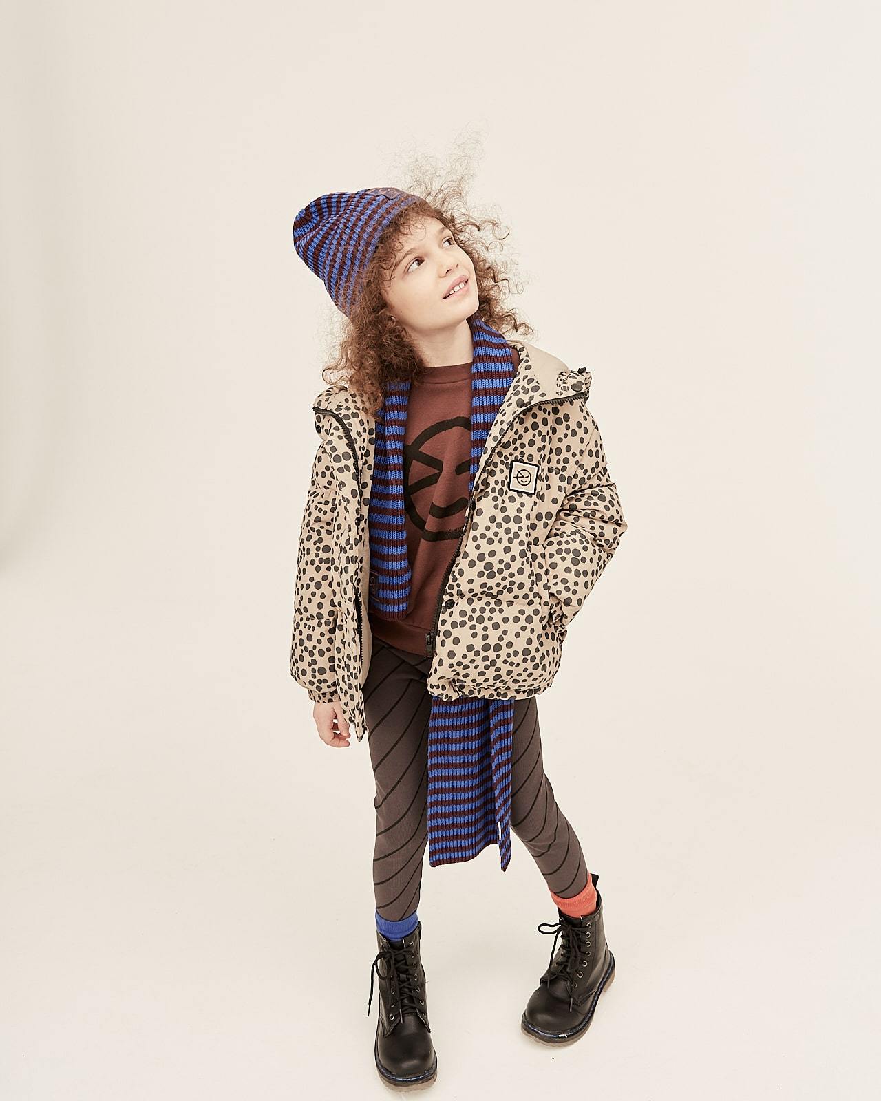 女童黑色条纹棉打底裤