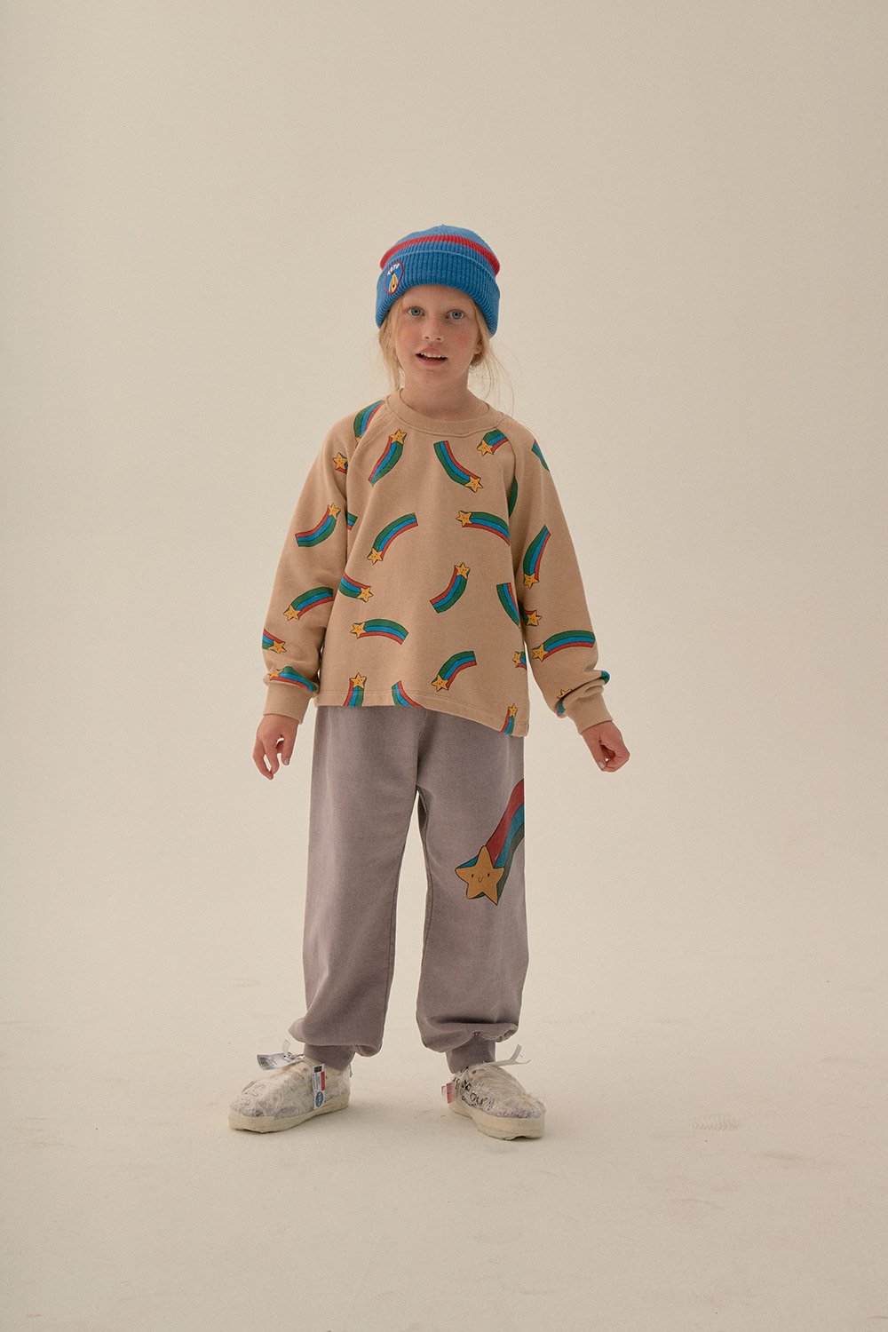 儿童紫色星星印花长裤