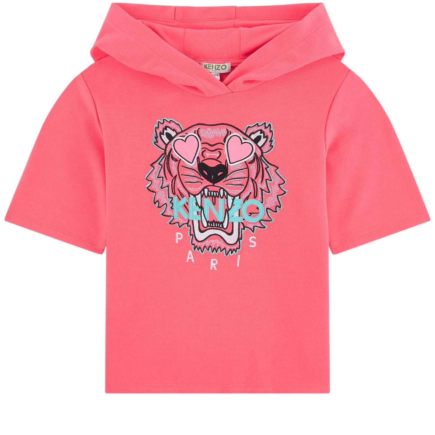 Girls Pink Tiger Short Sleeveless Sweatshirt