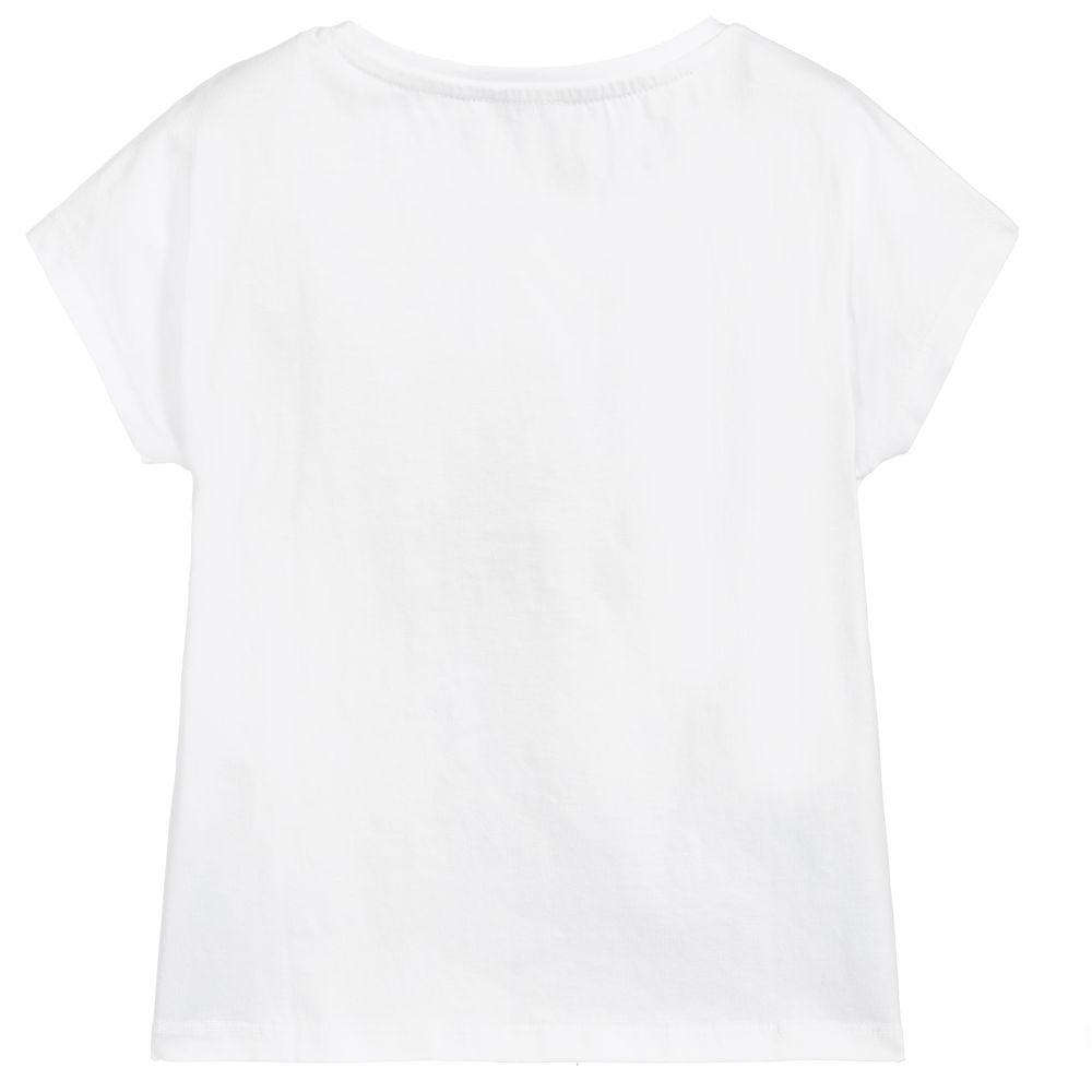 Girls Optic White Tiger Cotton T-Shirt