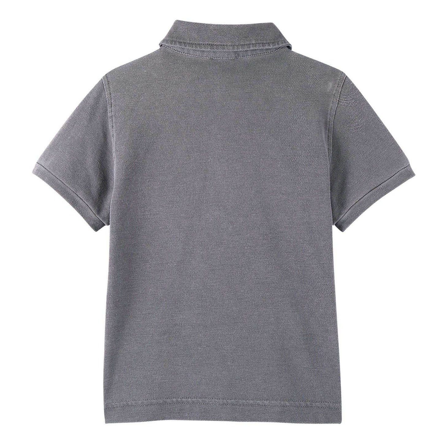 Boys Grey Cotton Polo Shirts With Patch Pocket