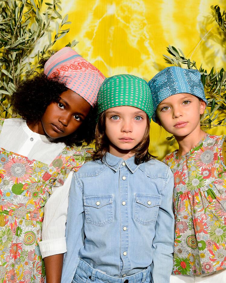 Girls Green Dots Cotton Scarf