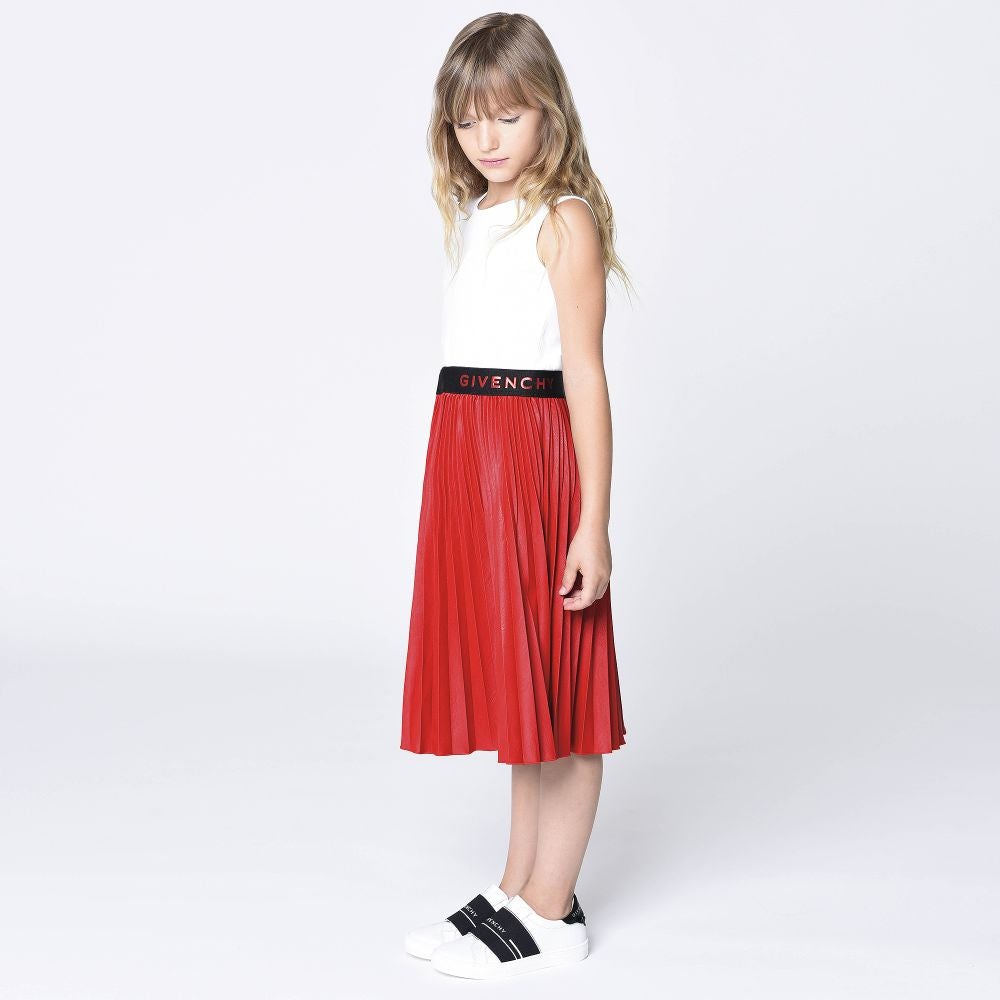 女童白色&红色连衣裙