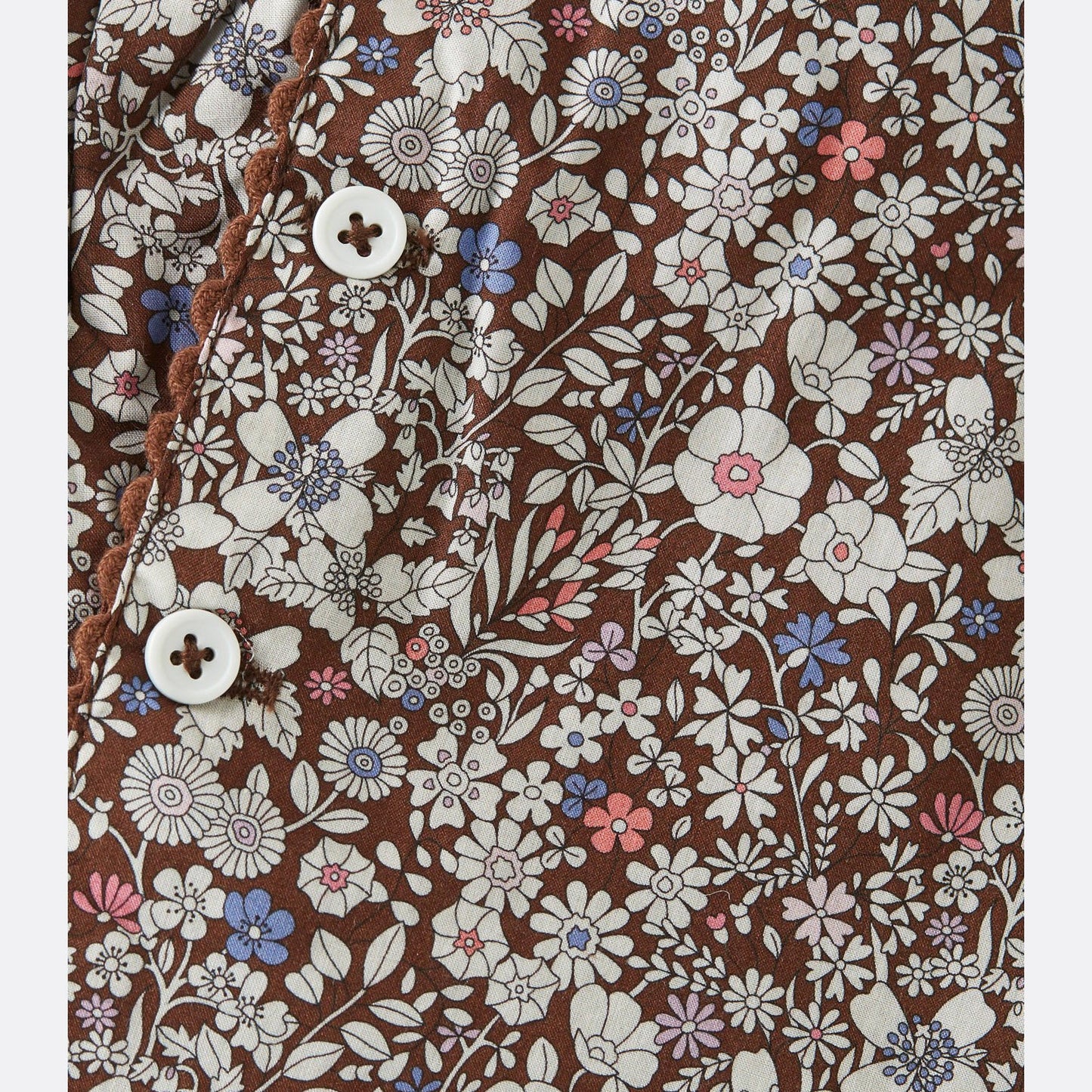 Girls Brown Floral Cotton Dress
