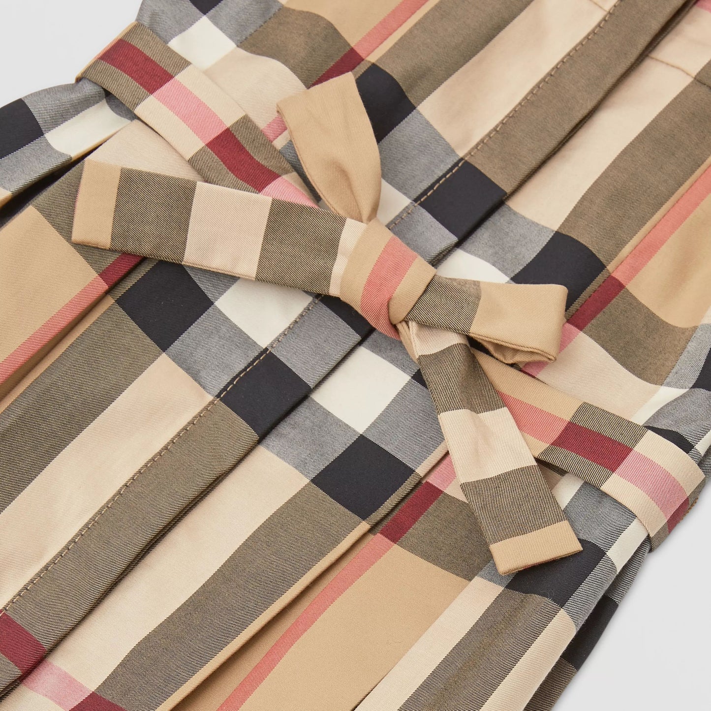 女婴米色格子棉连衣裙