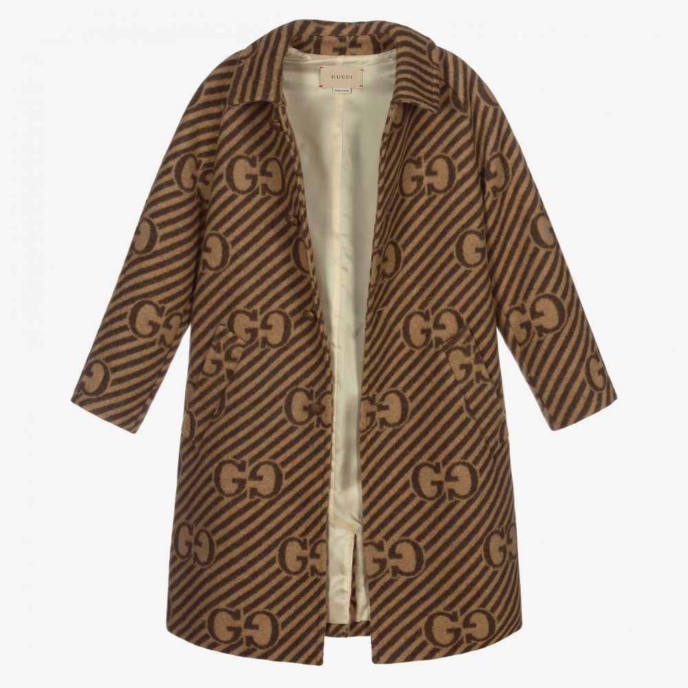 男童米色GG羊毛外套