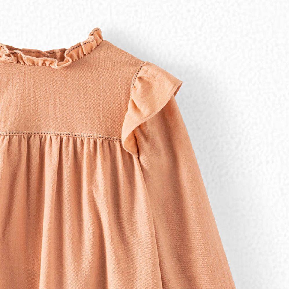 女童杏黄色羊毛连衣裙