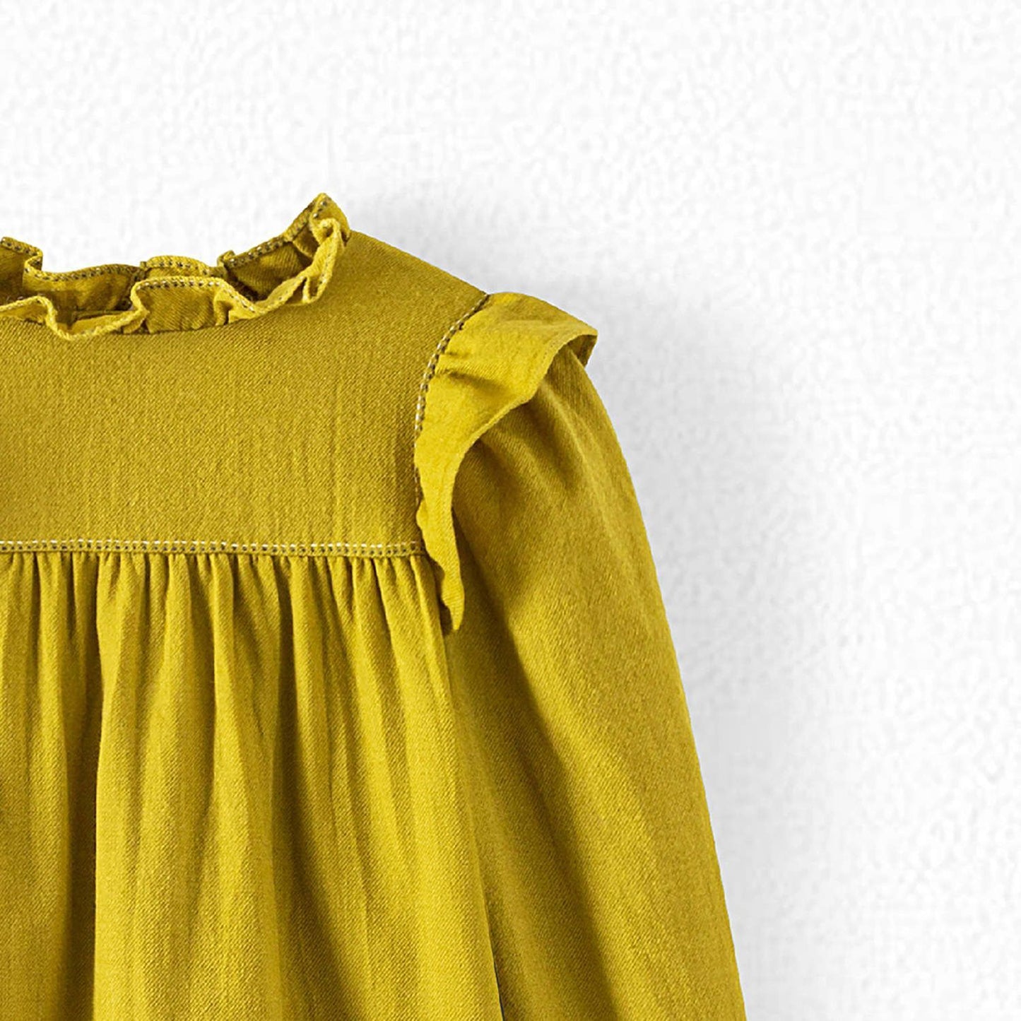 女童橄榄绿羊毛连衣裙