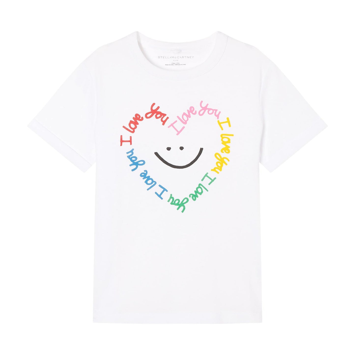 女童白色笑脸图案棉T恤