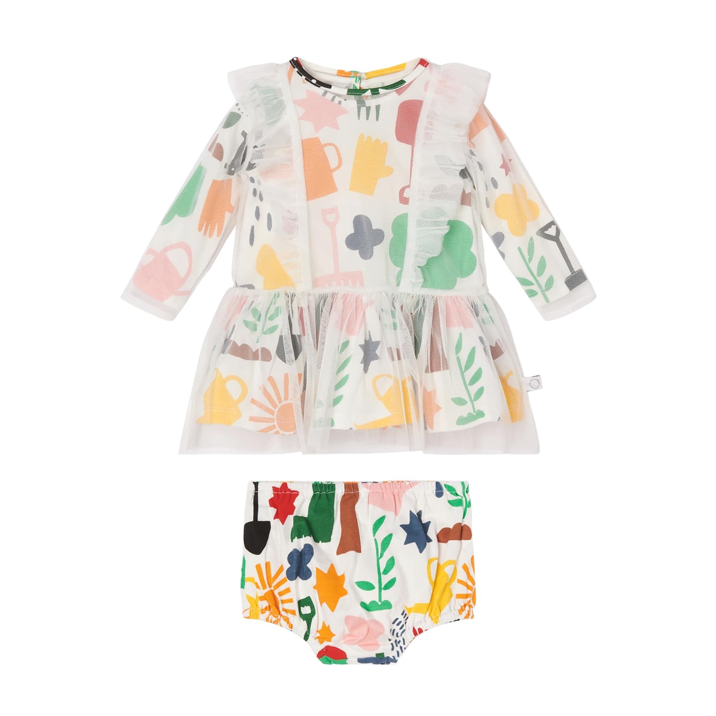 女婴白色印花连衣裙套装