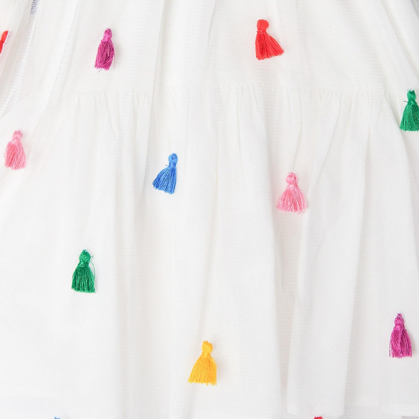 女童白色流苏薄纱短裙