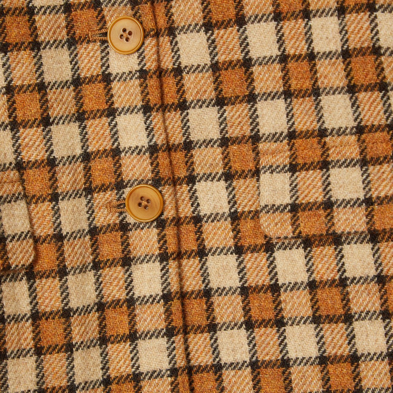 女婴棕色格子羊毛外套