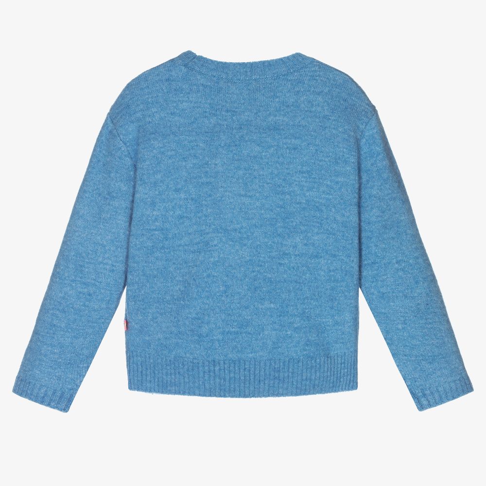 女童蓝色蝴蝶结亮片毛衣