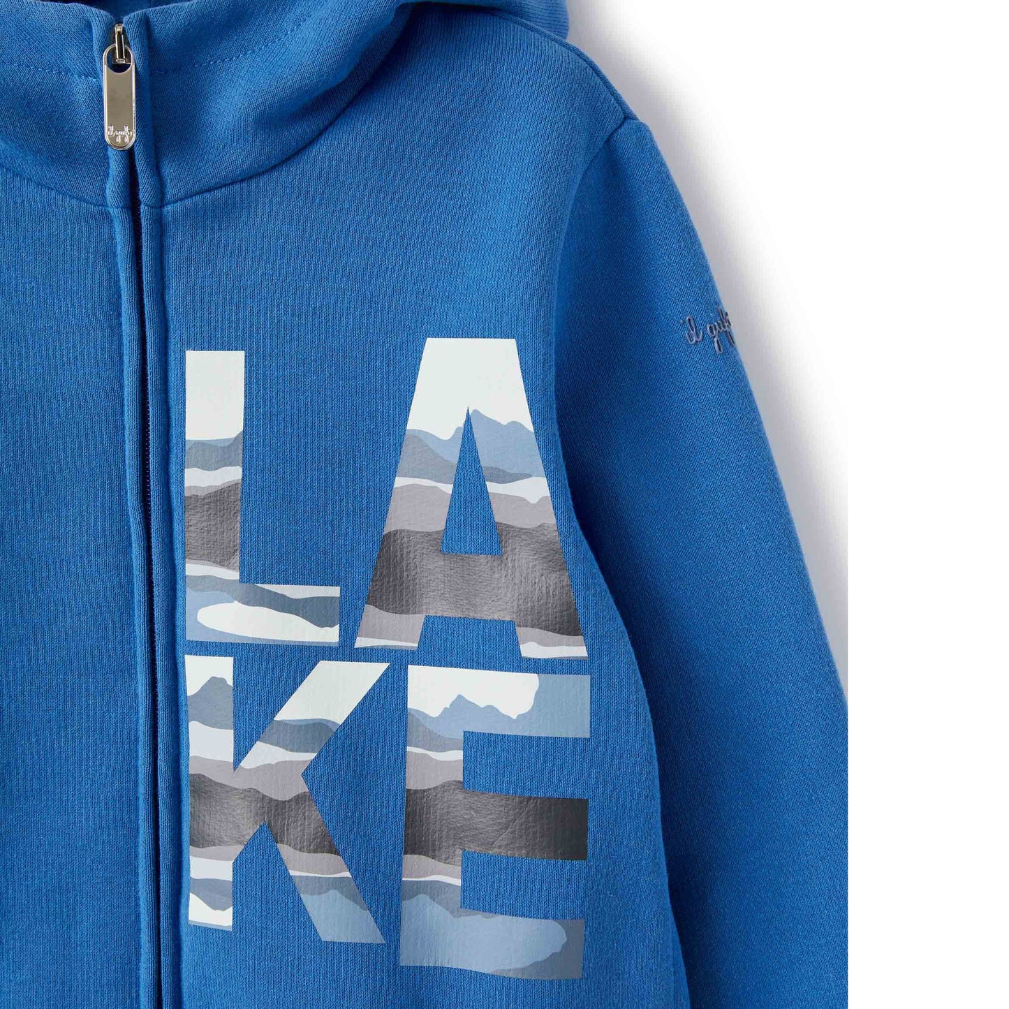 儿童蓝色Logo拉链上衣
