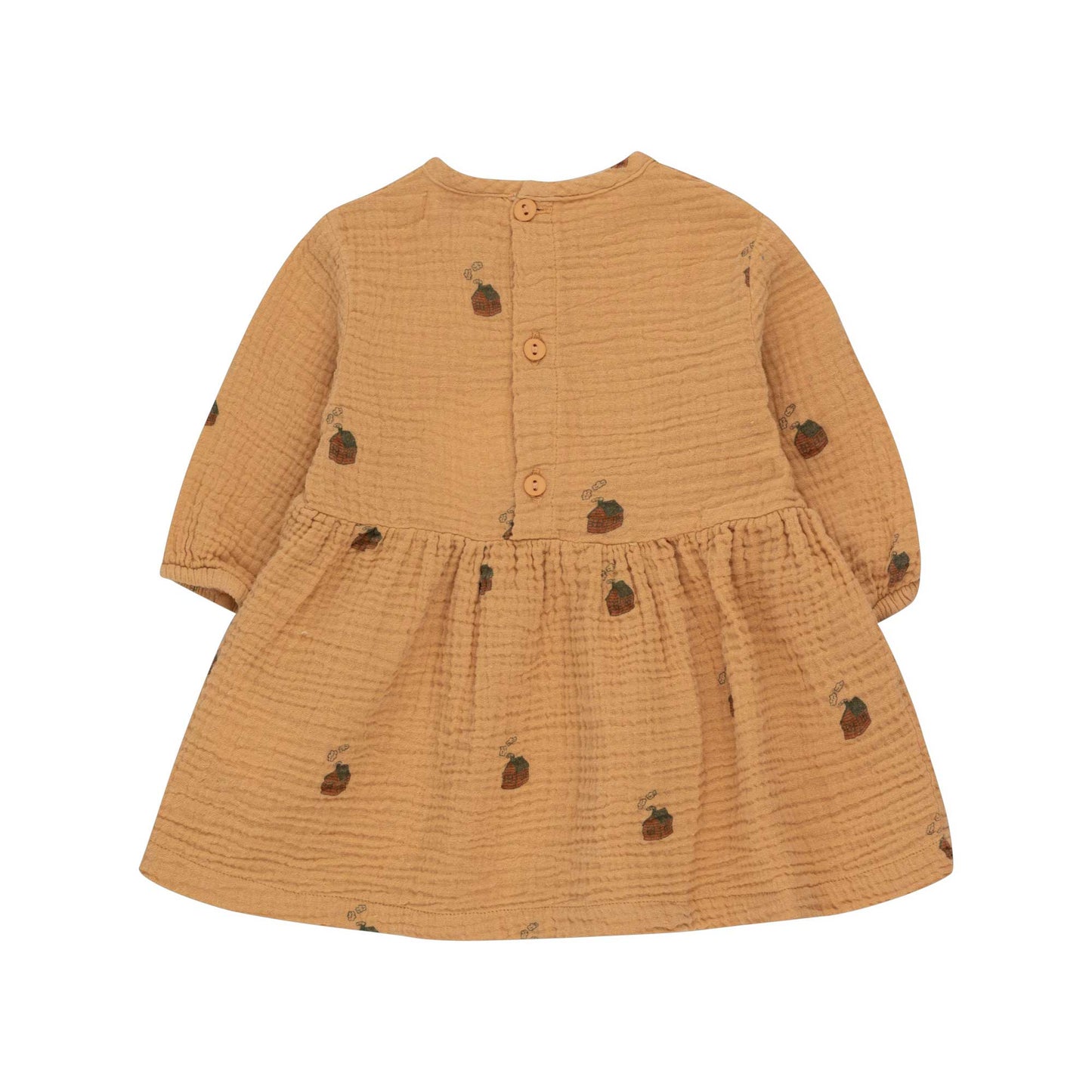 女婴棕色印花棉连衣裙