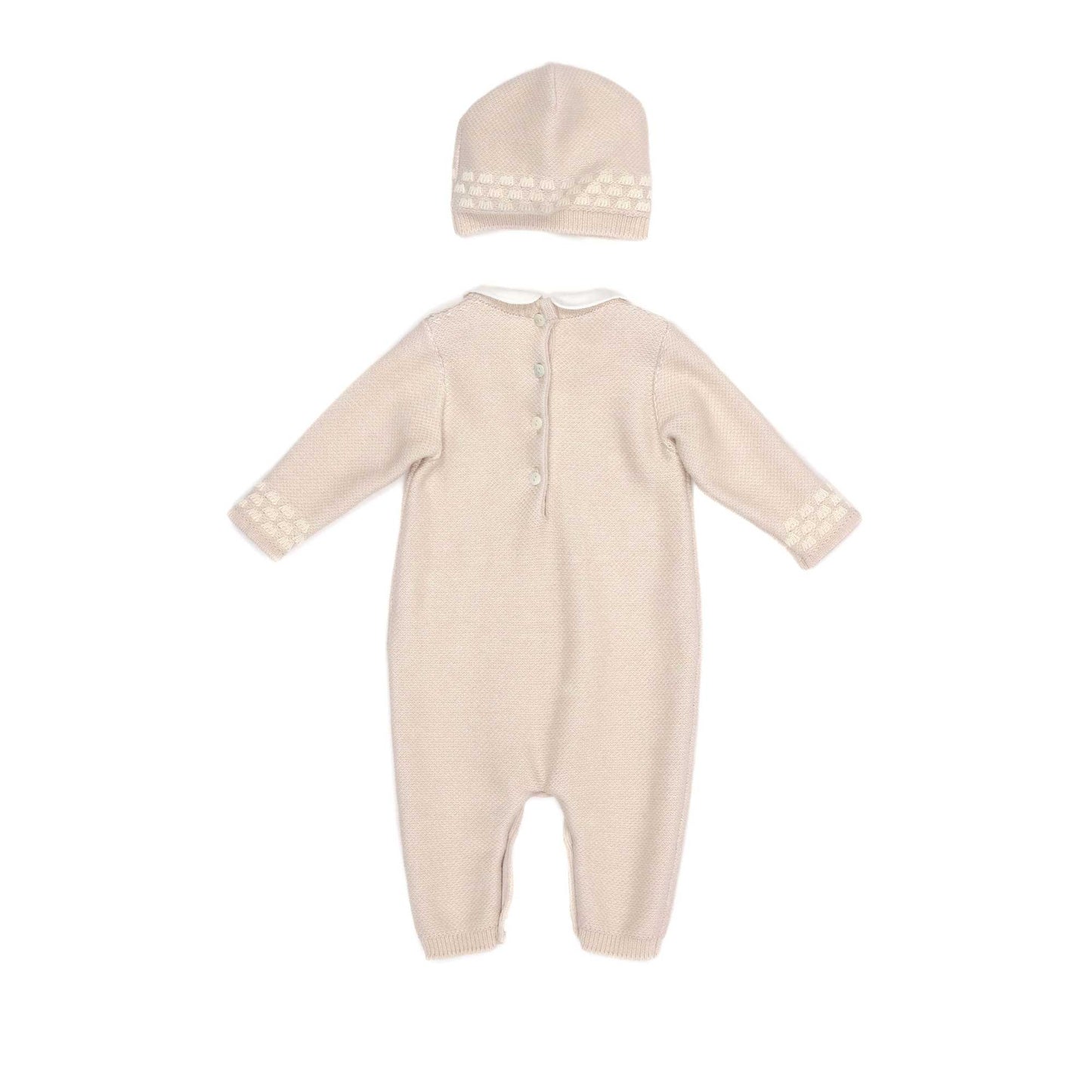 Baby Girls Beige Logo Cotton Babysuit Set