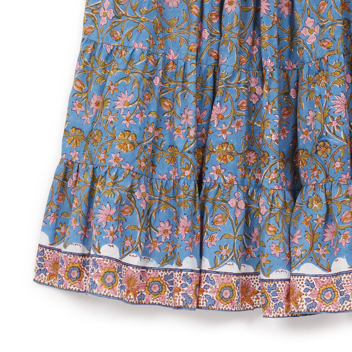 Girls Blue Flowers Cotton Dress