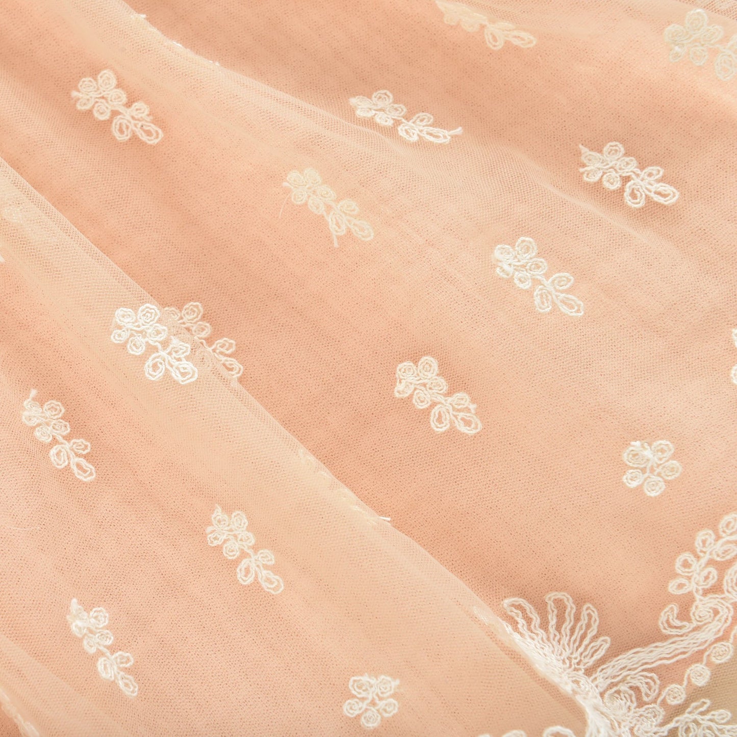 女童粉色刺绣薄纱连衣裙