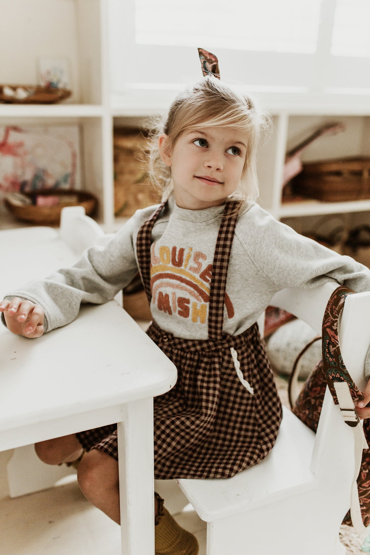 Girls Aubergine Vichy Organic Cotton Skirt