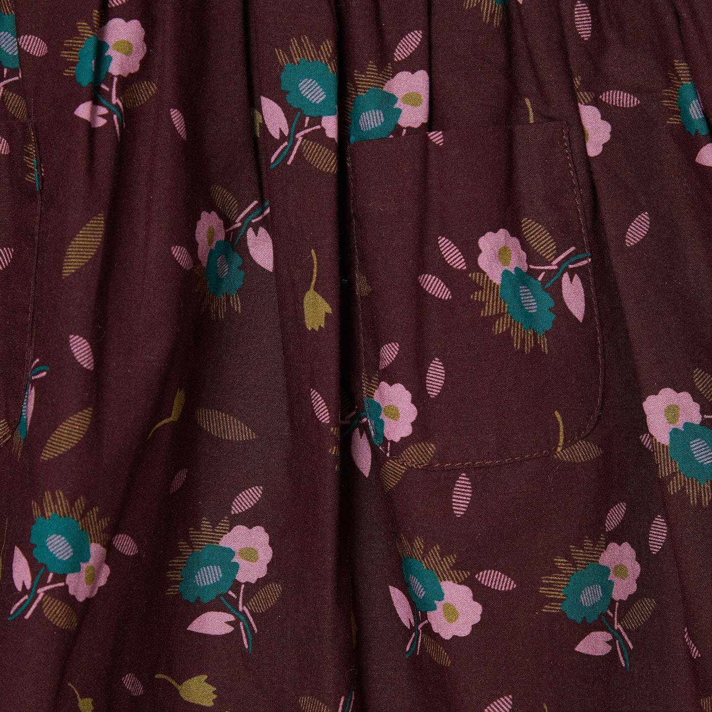 女婴棕色印花棉连衣裙