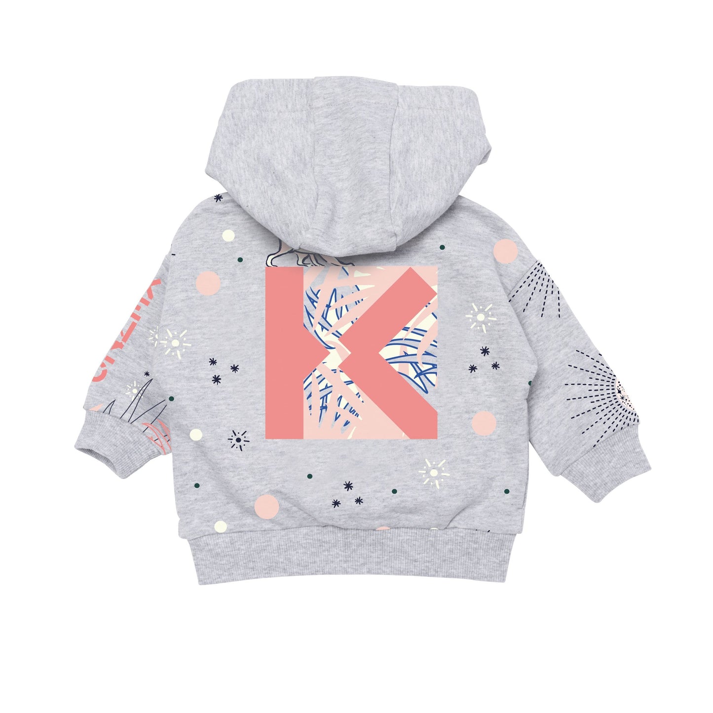 女婴灰色印花拉链上衣