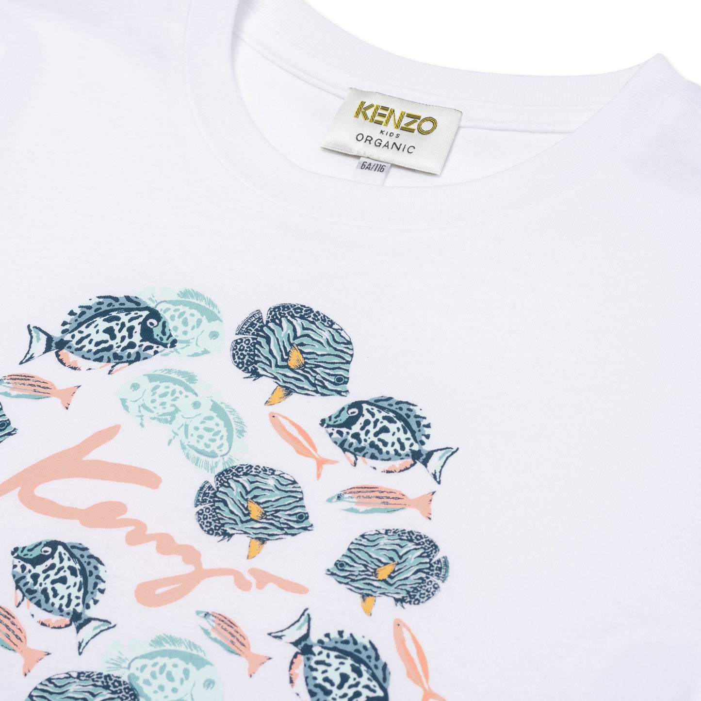 Girls White Printing Cotton T-Shirt