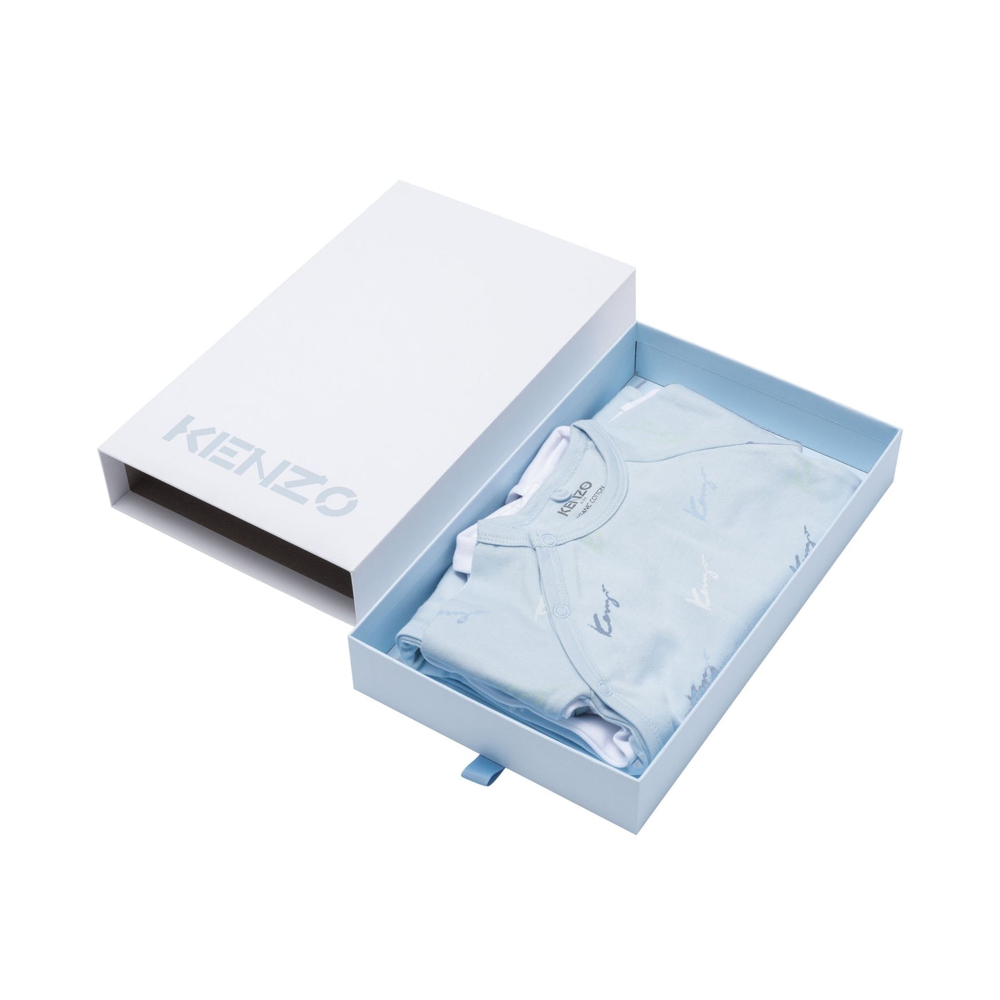 男婴蓝色&白色棉连体衣套装