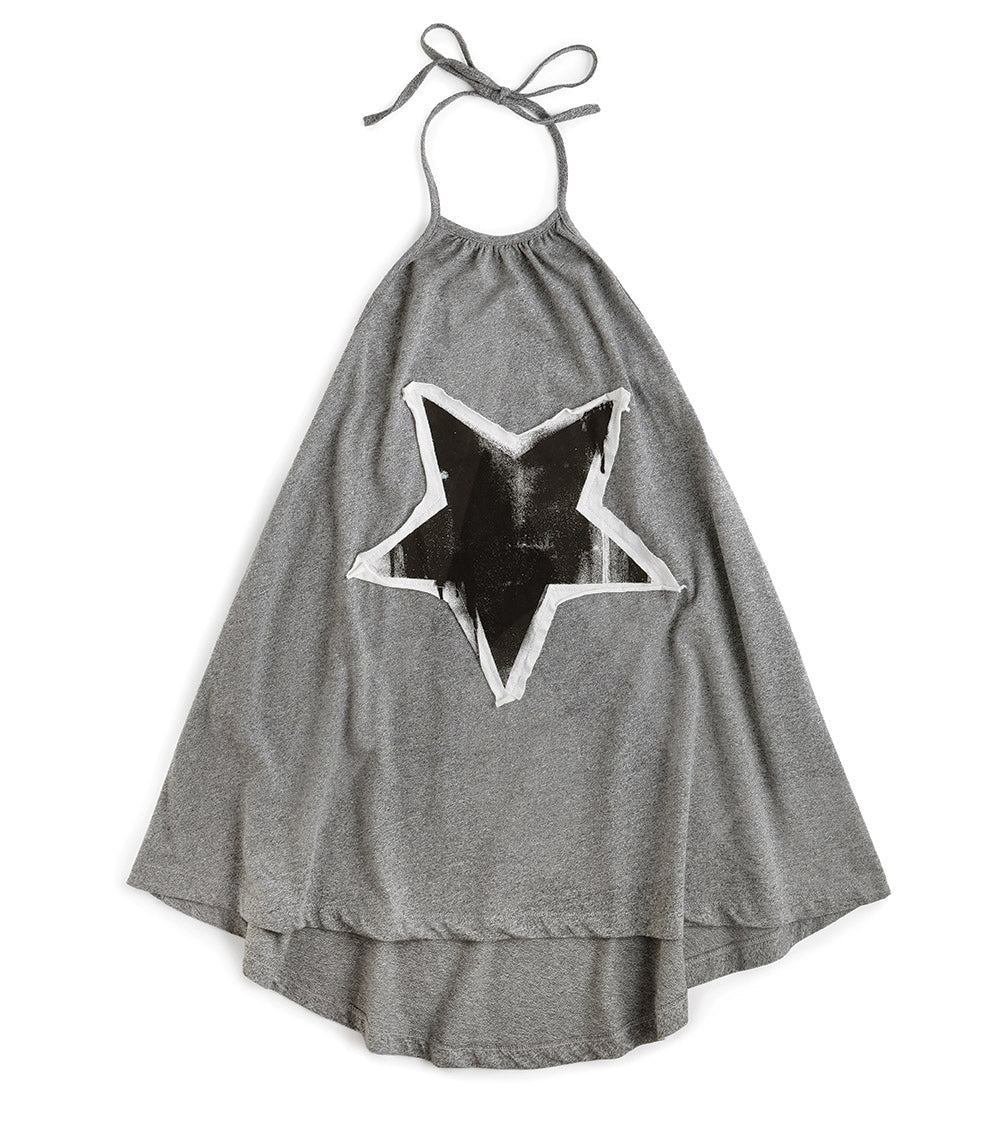Girls Grey Star Cotton Dress