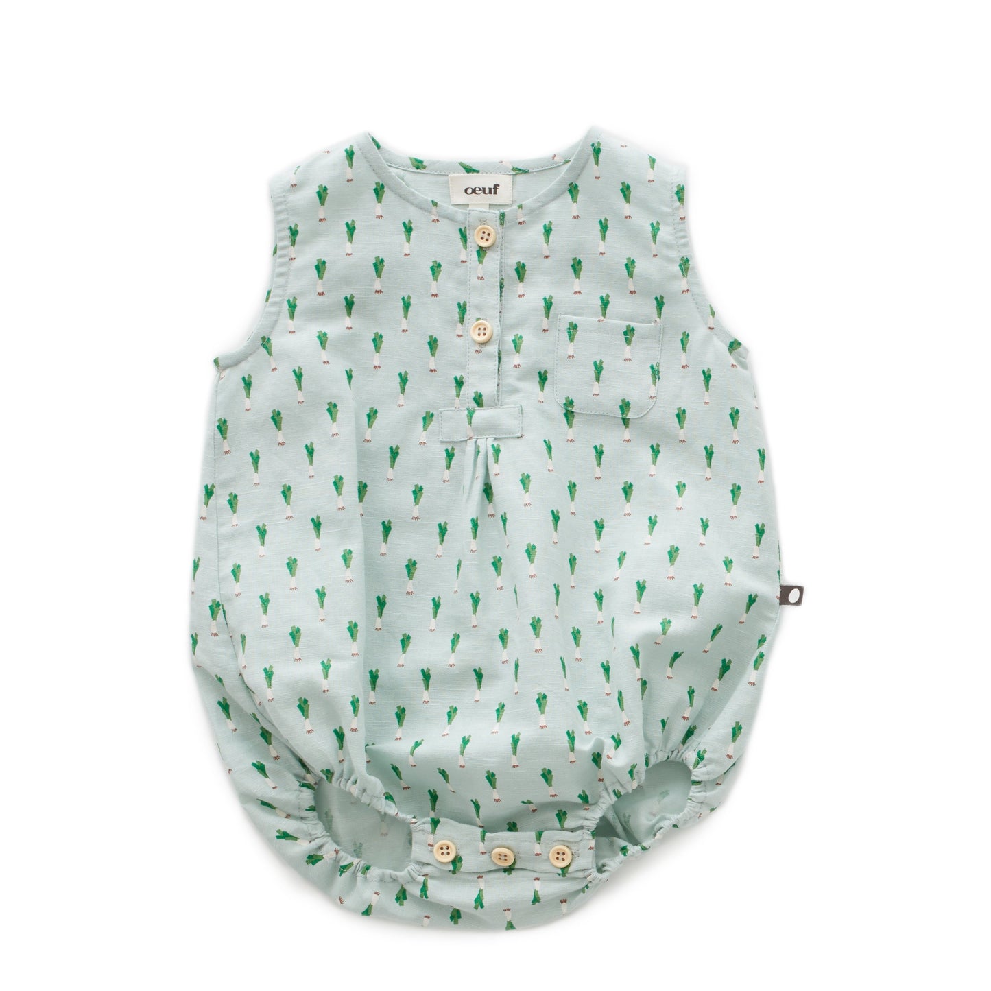 Baby Girls Mint Green Leek Print Romper