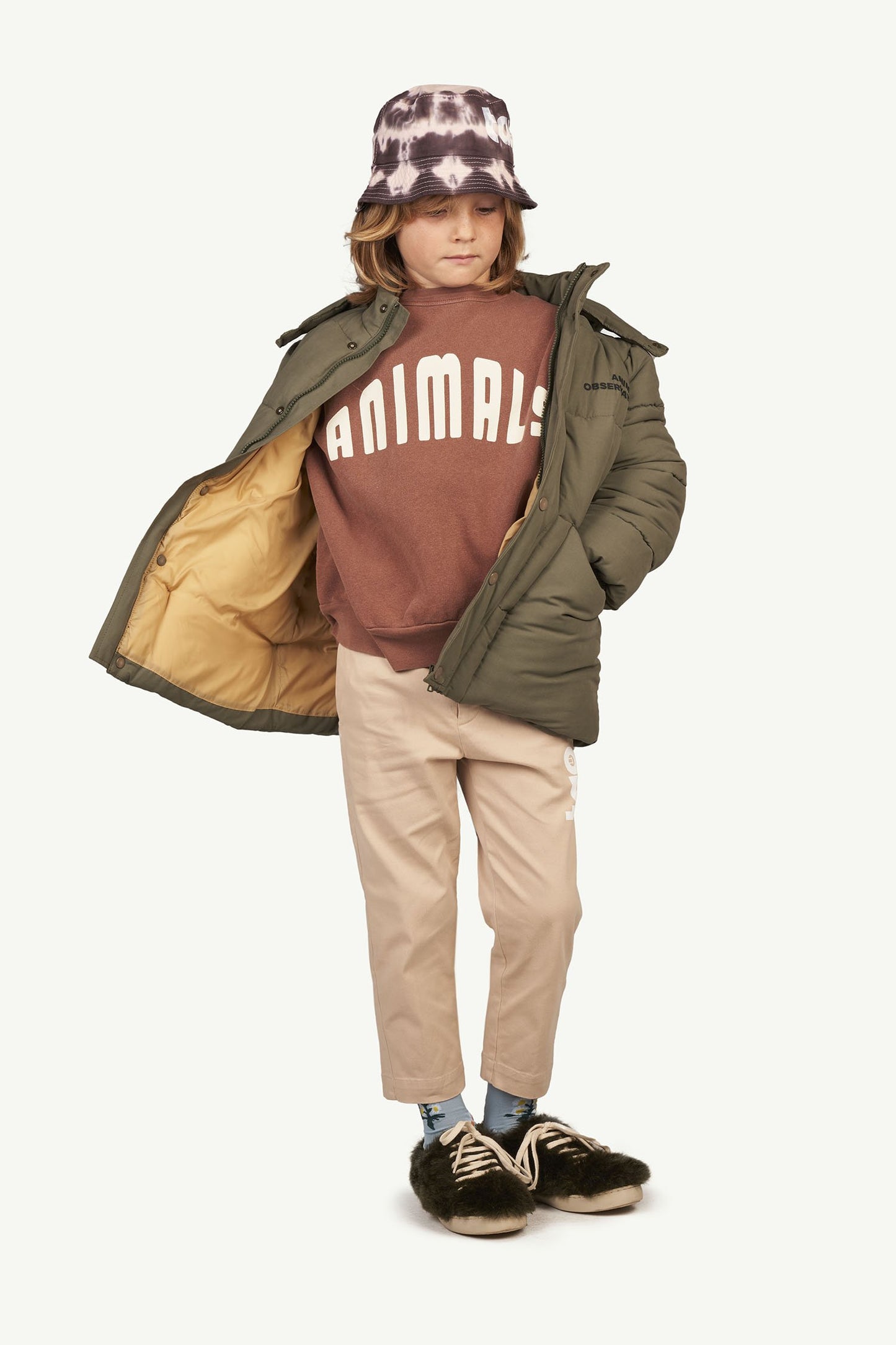 儿童棕色Logo棉卫衣