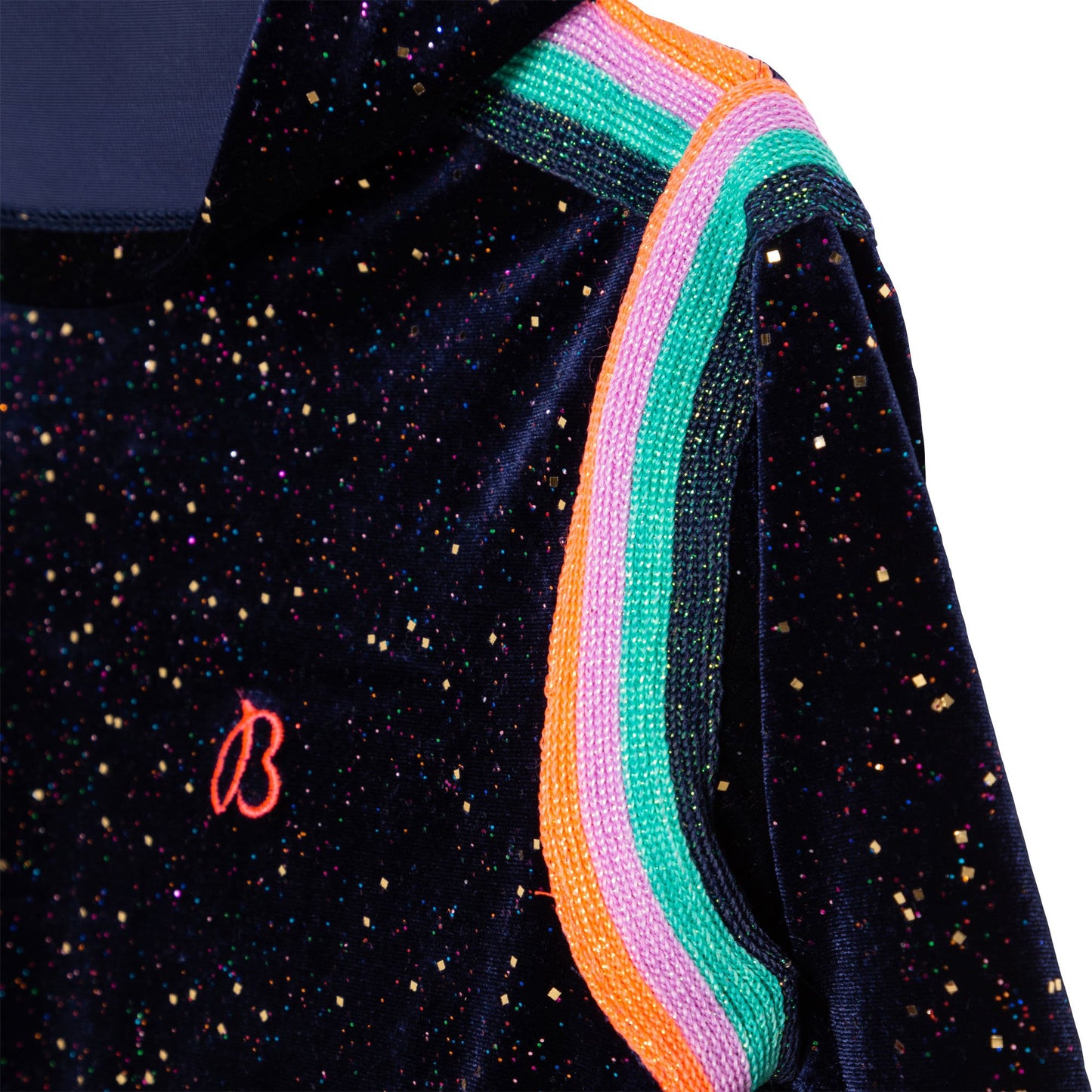 女童蓝色闪光连帽连衣裙