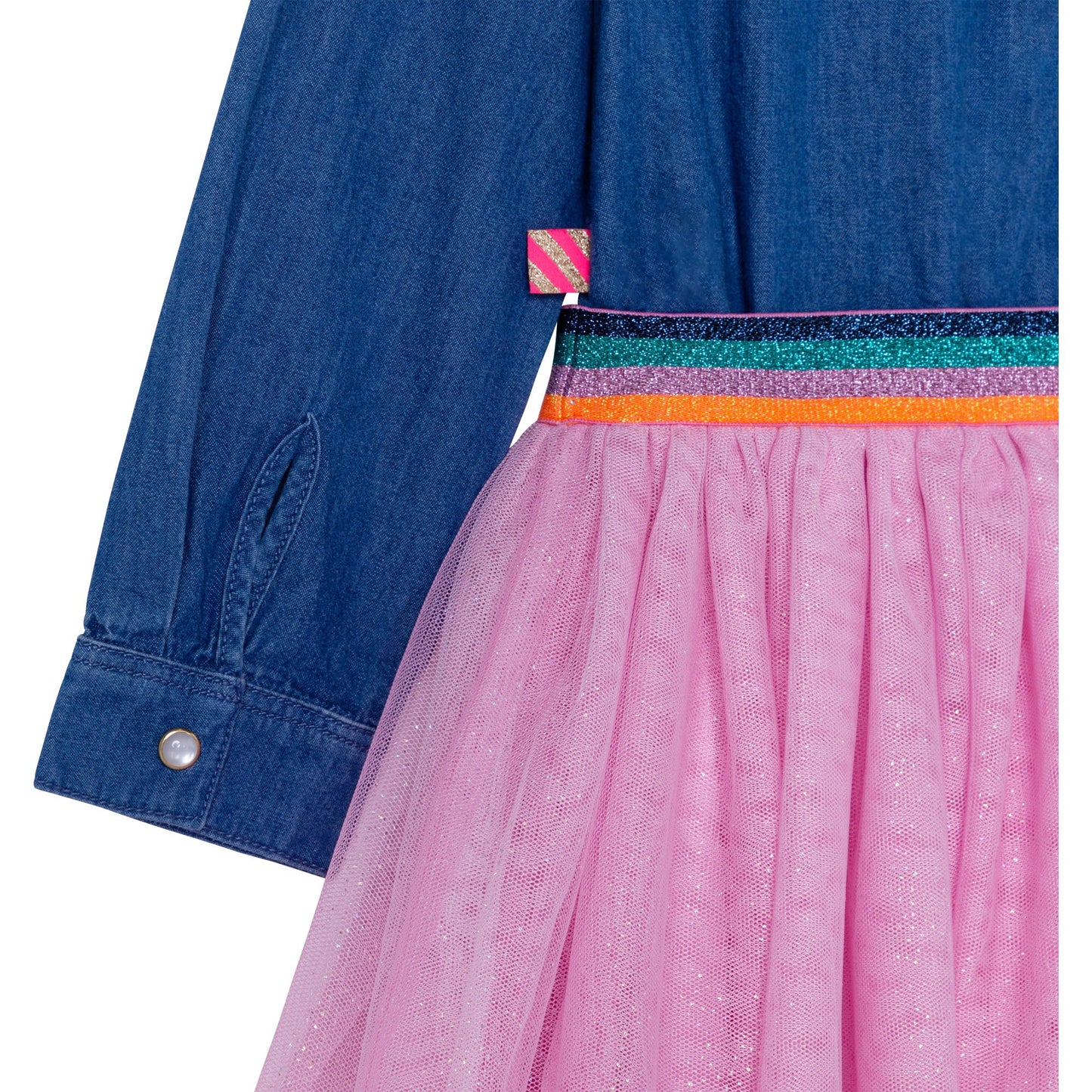 女童牛仔蓝色薄纱连衣裙