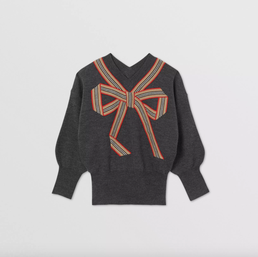Girls Grey Bow Jumper