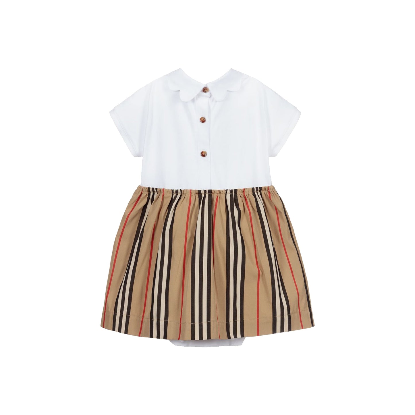 Baby Girls White Striped Cotton Dress