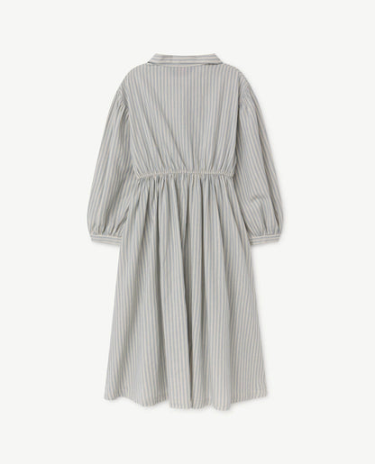 女童浅蓝色条纹棉连衣裙