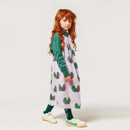 Boys & Girls Beige & Green Cow Leather & Textile Sneakers
