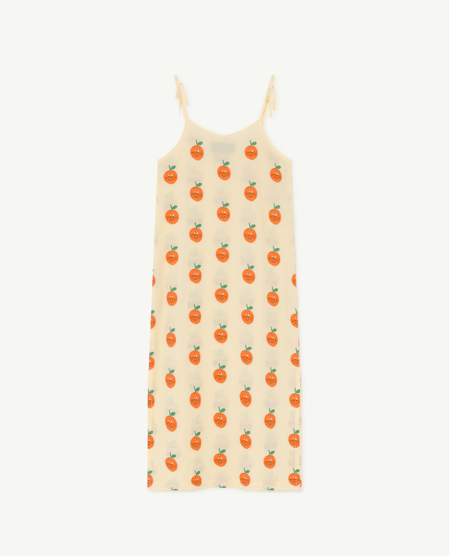 女童浅黄色水果印花棉连衣裙