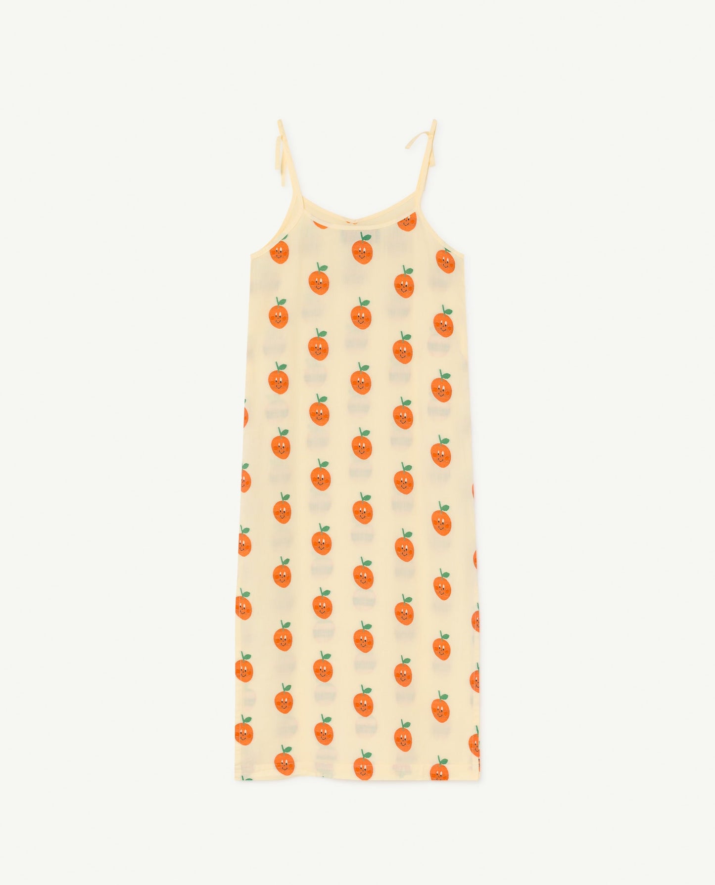 女童浅黄色水果印花棉连衣裙