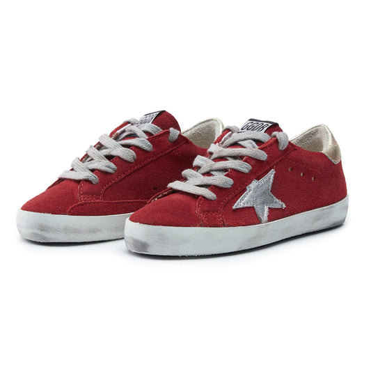 Baby Boys & Girls Red & Silver Star Leather Shoes