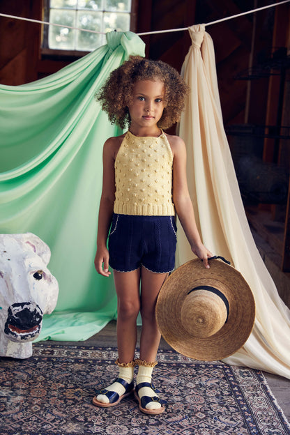 Girls Dark Blue Pima Cotton Shorts