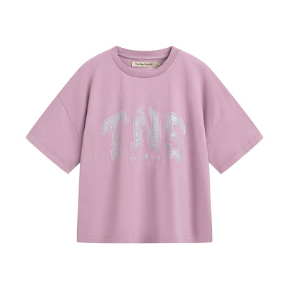 女童粉紫色Logo棉T恤