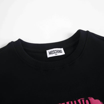 女童黑色Logo棉连衣裙