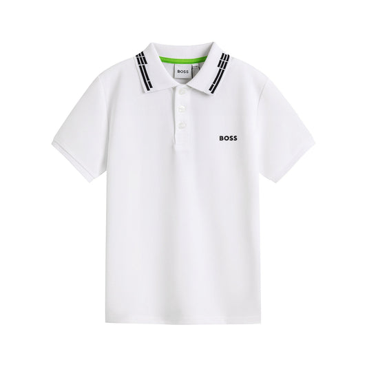 男童白色棉Polo衫