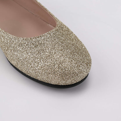 女童金色闪光平底鞋