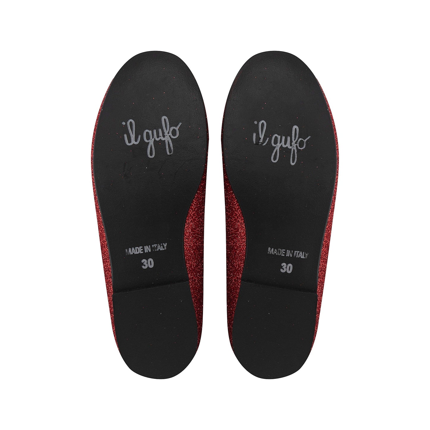 女童红色闪光平底鞋