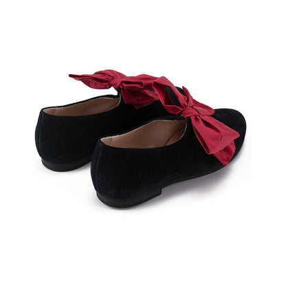 女童蓝色蝴蝶结平底鞋