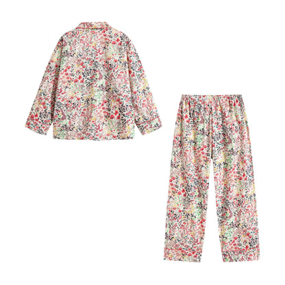 Girls Red Floral Cotton Nightwear Set