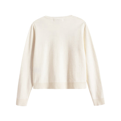 Girls White Cherry Cotton Cardigan