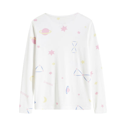 女童白色星球印花睡衣套装