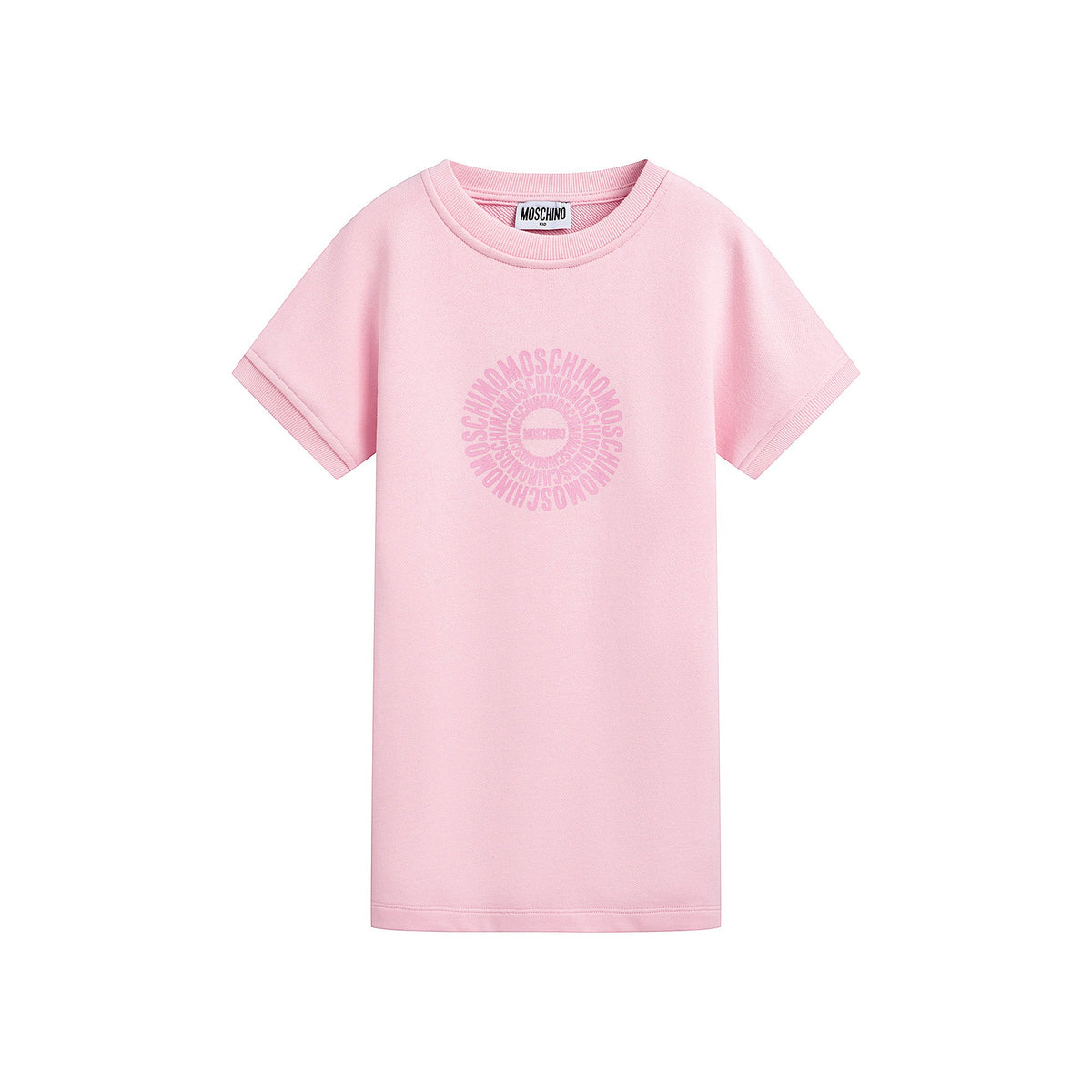 女童粉色圆形Logo棉连衣裙